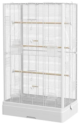 Produktbild von Vogelk?fig mit herausnehmbarer Schale und Sitzstangen, Papageienvoliere, 61 x 36,5 x 98 cm, Wei?