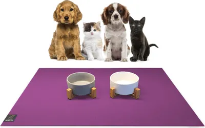 Immagine prodotto di SANOZOO® - Tappeto per ciotole, Oeko-Tex, rettangolare 60 x 60 cm Plum