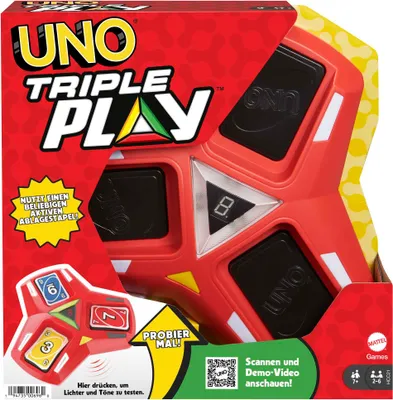Produktbild von Mattel Games UNO Triple Play, Kartenspiel, Gesellschaftsspiel