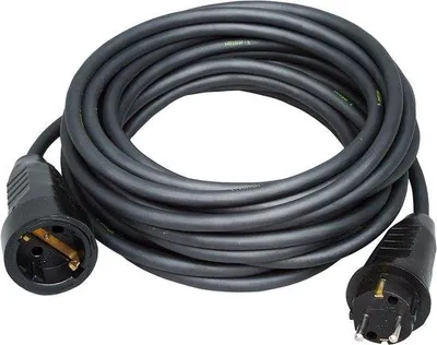 Zdjęcie produktu dla Przedłużacz z wtykiem z uziemieniem, kabel 10 m, czarny – przedłużacz do domu i ogrodu