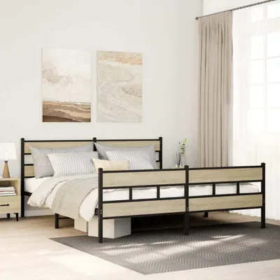 Immagine prodotto di Maison Exclusive - Letto in metallo senza materasso, rovere Sonoma, 183x213 cm