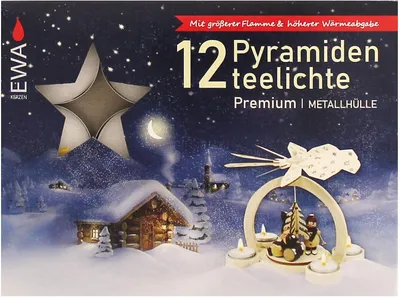 Produktbild von 4 x EWA/JEKA - Pyramidenteelichter, 12er Set in transparente Hülle