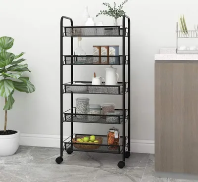 Obrázek produktu pro The Living Store Kuchyňský vozík 5 polic černý 46x26x105 cm železo