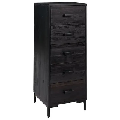 Imagen del producto de vidaXL Cómoda negra de 42x35x110 cm, hecha de madera maciza de pino