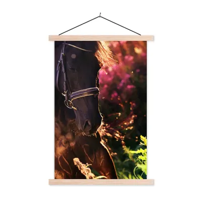 Produktbild von MuchoWow® Textilposter Pferd - Sonne - Porträt 40x60 cm mit holzfarbenen Rahmen - Poster