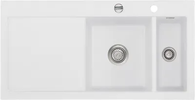 Produktbild von Auflagespüle KeraDomo MERA 100 SATIN Becken rechts mit Excenterbedienung