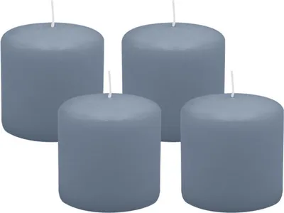 Produktbild von 4er Set Adventskranzkerzen Pacific Blau Grau Ø 60 x 80 mm