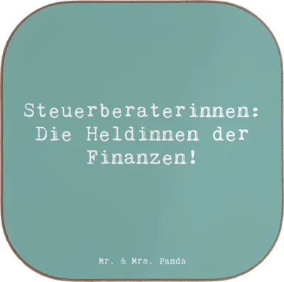 Produktbild von Mr. & Mrs. Panda Untersetzer Glas Spruch Steuerberaterin Heldin - Meeresbrise - Geschenk, gläseruntersetzer, Tischschoner, Steuerexpertinnen, der Finanzen, Tassen, Beruf