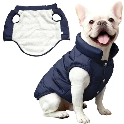 Immagine prodotto di Cappotto per cani, giacca in pile caldo, impermeabile, colore blu, taglia XS