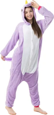 Produktbild von Katara 1744 -  Einhorn Lila S (145-155cm), Jumpsuit, Onesie, Karneval, Overall, Party, Karnevals-Kostüm, Verkleidung zum Fasching, Schlafanzug, Hausanzug, Jogginganzug, Cosplay, Tierkostüm für Erwachsene
