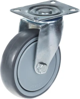 Image de 125mm 5" castor grey rubber tyre swivel strong 130kg capacity