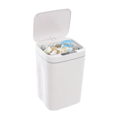 Image de Poubelle 16L Capteur automatique Poubelle Touchless Poubelle blanche 215x205x340mm