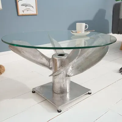 Produktbild von Design Couchtisch ELICA 60cm silber Aluminium Schiffsschraube Maritim