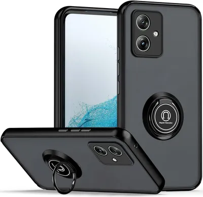 Produktbild von Hülle für Motorola Moto G54 Ring Halter Ständer Matte Transluzent TPU Bumper Stoßfest Schutzhülle Schwarz