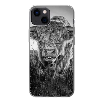 Produktbild von MuchoWow® Handyhülle Schutzhülle Hülle für iPhone 13 Schottischer Highlander - Schwarz und Weiß Silikon Softcase Handy Hülle - Karteninhaber