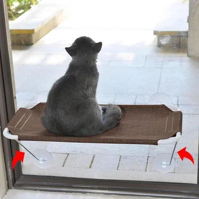 Produktbild von Famanu Katzenhängematte mit stabilen Metallstützen - 360° Sonnenplatz für Katzen