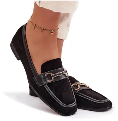 Zdjęcie produktu dla Loafersy Mokasyny Damskie Z Ozdobą Czarne Palerina 37