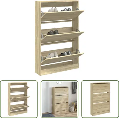 Obrázok produktu pre The Living Store skrinka na topánky Sonoma dub 80x21x125,5 cm materiál na báze dreva