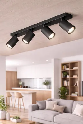 Productafbeelding van LED inbouwspots, 4-voudig, GU10, kantelbaar 350°, draaibaar – moderne zwarte inbouwspots Braytron