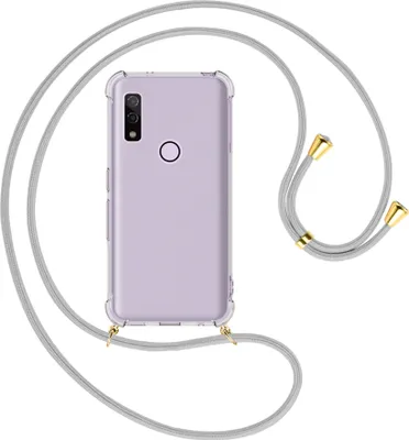 Produktbild von Handykette Backcover-Schutzhülle mit Band (Metall goldfarben) für Fujitsu F-51B/FCNT Arrows We - silbergrau