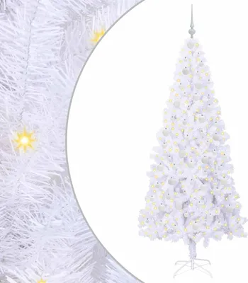 Image de vidaXL Sapin de Noël artificiel blanc 210 cm PVC et acier