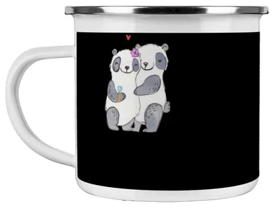 Produktbild von Mr. & Mrs. Panda Pott Braut Liebe - Schwarz - Geschenk, Heirat, Verlobung, Hochzeitsgeschenk, Teetasse, Brautfest, becher emaille, Tasse, Heiraten, Geschenke, Kaffeepott