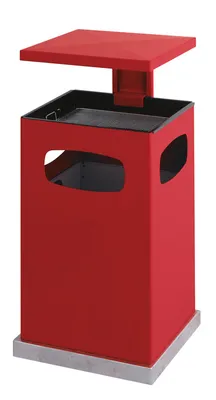 Produktbild von Ascher-Papierkorb mit abnehmbarem Dach 80 Liter rot (31021741)