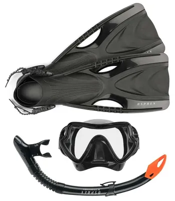 Productafbeelding van Osprey Snorkelset – Zwart/Oranje met Purge-Ventiel & Splash-Guard - XXL