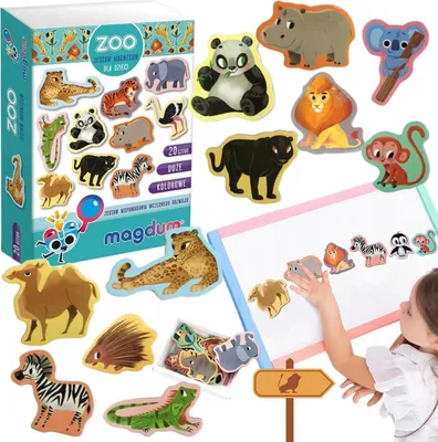 Zdjęcie produktu dla Zestaw Magnesów Zoo Zwierzęta Urocze Obrazki Jasne Kolory Układanka Mv 6032-05
