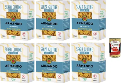 Produktbild von Armando, La treccia senza glutine, Gluten -freie Pasta mit Multikereals mit Mais, Vollreis und Quinoa - Treccie, Casarecce gluten free 6x 400 g + Italian Gourmet polpa 400g