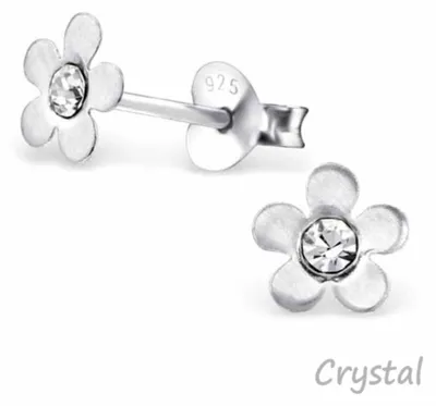 Produktbild von Kinderohrstecker: Mädchen Ohrringe Silber „Kristall Blume“ Crystal