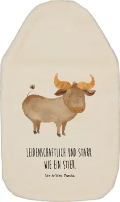 Produktbild von Mr. & Mrs. Panda Wärmflasche Sternzeichen Stier - Weiß - Geschenk, Wärmekissen, Rind, Ochse, heizflasche, Geburtstag Mai, Wärmflaschen, April, gummi, Bettflasche