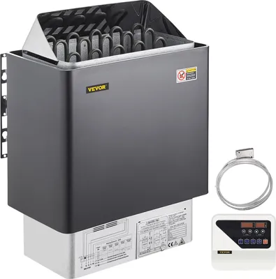 Immagine prodotto di Riscaldatore per sauna 9 KW, riscaldatore elettrico per sauna 380 V - 415 V, riscaldatore per sauna in acciaio inox, riscaldatore elettrico per sauna 2 modalità (temperatura, tempo), con unità di controllo esterna e sensore di temperatura 3M per casa hotel sauna spa bagno doccia