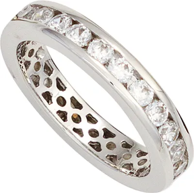 Produktbild von JOBO Damen Ring 925 Sterling Silber rhodiniert Zirkonia rundum Silberring Größe 60