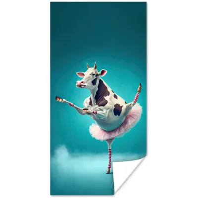 Produktbild von MuchoWow® Poster Kuh - Ballett - Porträt - Blau - Tiere 20x40 cm - Plakat - Foto