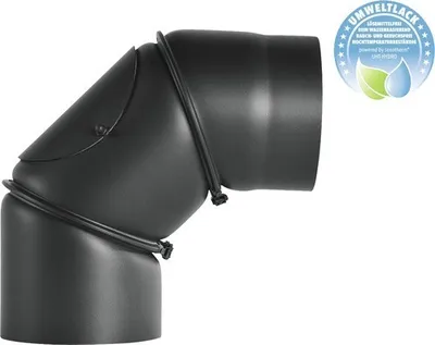 Zdjęcie produktu dla BERTRAMS 195110, Kolanowa rura kominowa, Czarny, Stal, 600 °C, 90°, 12 cm