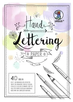 A product cover for hand lettering paper with decorative elements.