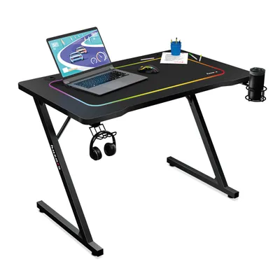 Produktbild von Huzaro Hero 1.8 | Schreibtisch Gaming Computertisch Arbeits Tisch Bürotisch | Arbeitszimmer Büro Gamer | Carbon Tischplatte | 100 x 60 | Schwarz