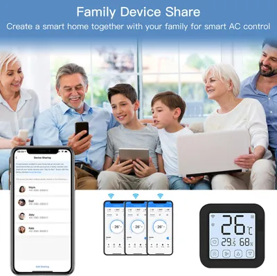 Zdjęcie produktu dla Tuya Smart WiFi IR -klimatyzacja -sterownik termostat z wyświetlaczem LCD -aplikacja -sterowanie -czujnik wilgotności -monitor kompatybilny