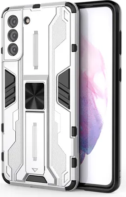 Produktbild von Galaxy S21+ 5G Hülle, Dual Layer PC TPU Bumper Stoßfest Ständer Schutzhülle für Samsung Galaxy S21 Plus 5G Silber