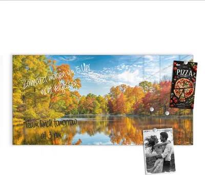 Produktbild von Magnettafel 100x50cm Pinnwand Whiteboard beschreibbar - Herbstlicher See