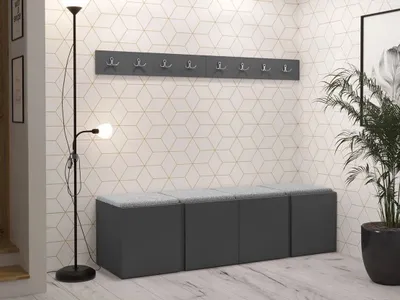Obrázek produktu pro Nábytek do chodby s čalouněnými panely 42x42 SELAND 8 - grafit / šedý
