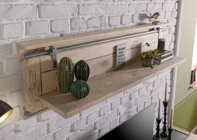 Produktbild von MASSIVMOEBEL24 Wandregal Mango 160x25x38 whitewash lackiert RAILWAY #390