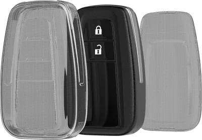 Produktbild von kwmobile Autoschlüssel Hülle kompatibel mit Toyota 2-Tasten Smart Key Autoschlüssel - Schlüsselhülle Silikon Cover - Schwarz Transparent