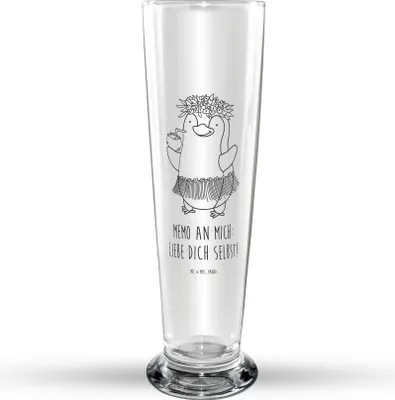 Produktbild von Mr. & Mrs. Panda Bierglas Pinguin Kokosnuss - Transparent - Geschenk, Urlaub, Bier Glas, Weizen, Weißbierglas, Weizenbier, Hawaii, Mr Mrs Weizenglas, Ferien