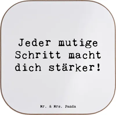 Produktbild von Mr. & Mrs. Panda Getränkeuntersetzer Spruch Angst überwinden - Weiß - Geschenk, Untersetzer Gläser, für, Motivation, Coaster, Liebe, gläseruntersetzer, Herausforderungen