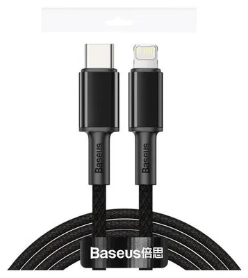 Produktbild von Baseus Tungsten Gold, 1 m, Lightning, USB C, Männlich, Männlich, Schwarz