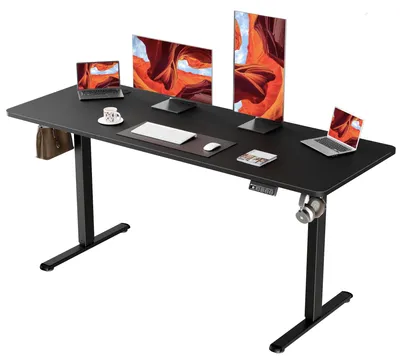 Elektrischer Schreibtisch 160x60 cm, höhenverstellbar 71-118 cm, schwarz