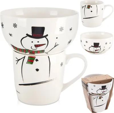 Produktbild von Orion Porzellanbecher Kinderbecher Kaffeetasse Teetasse Becher mit Schüssel mit Schälchen aus Porzellan für Kinder 2-tlg.