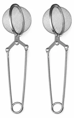 Produktbild von Bayli 2er Set Teezange aus Edelstahl für losen Tee | 2 Stück Tee Ei in Kugelform | Siebzange für Tasse | Teefilter | Gewürzzange | Teesieb | Gewürzei | Tassensieb für Teeliebhaber | Teezangenei